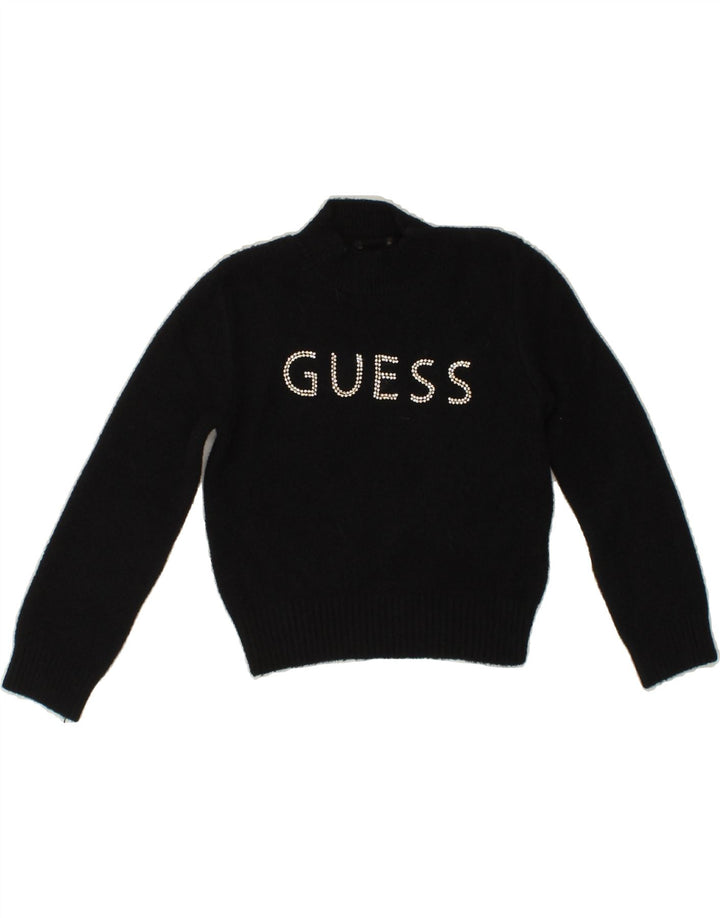 GUESS Girls Graphic Turtle Neck Jumper Sweater 4-5 Years Black Polyamide Vintage Guess and Second-Hand Guess from Messina Hembry 