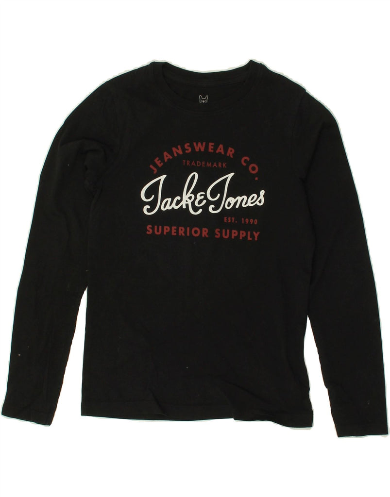 JACK & JONES Boys Graphic Top Long Sleeve 9-10 Years Black Cotton | Vintage Jack & Jones | Thrift | Second-Hand Jack & Jones | Used Clothing | Messina Hembry 