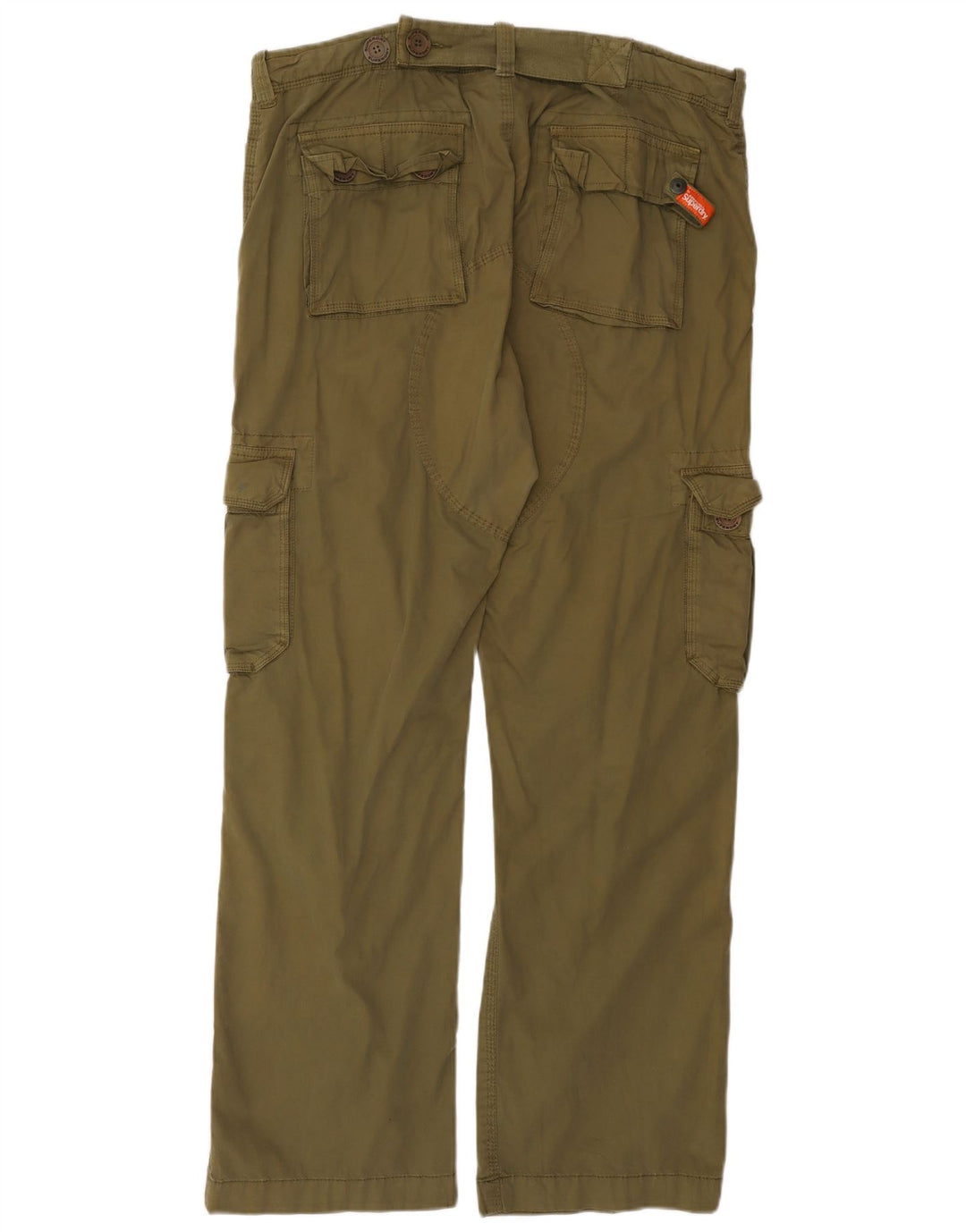Superdry Mens Straight Cargo Trousers 2XL W42 L32 Khaki Cotton