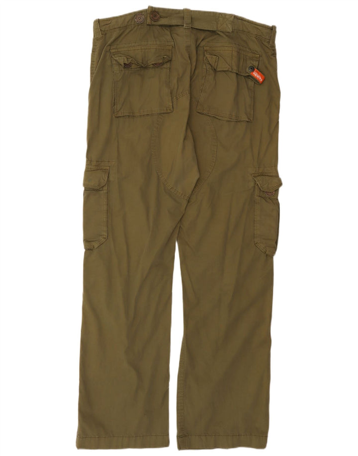 Superdry Mens Straight Cargo Trousers 2XL W42 L32 Khaki Cotton