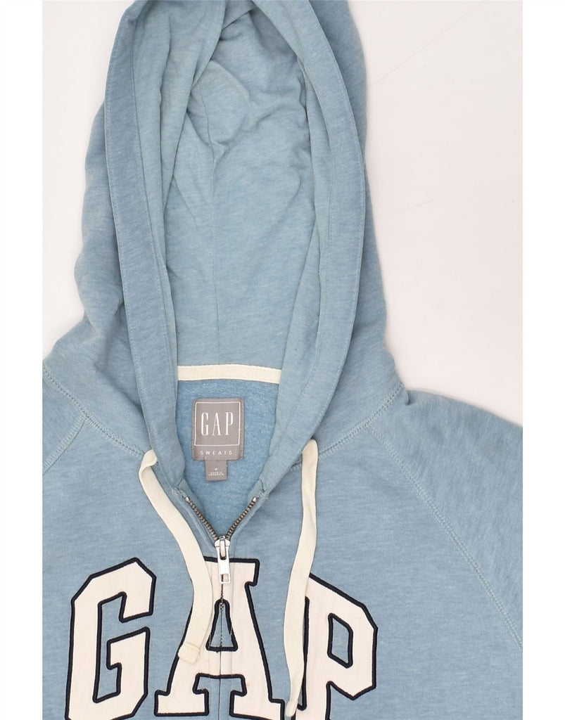 GAP Womens Graphic Zip Hoodie Sweater UK 14 Medium Blue Cotton | Vintage Gap | Thrift | Second-Hand Gap | Used Clothing | Messina Hembry 