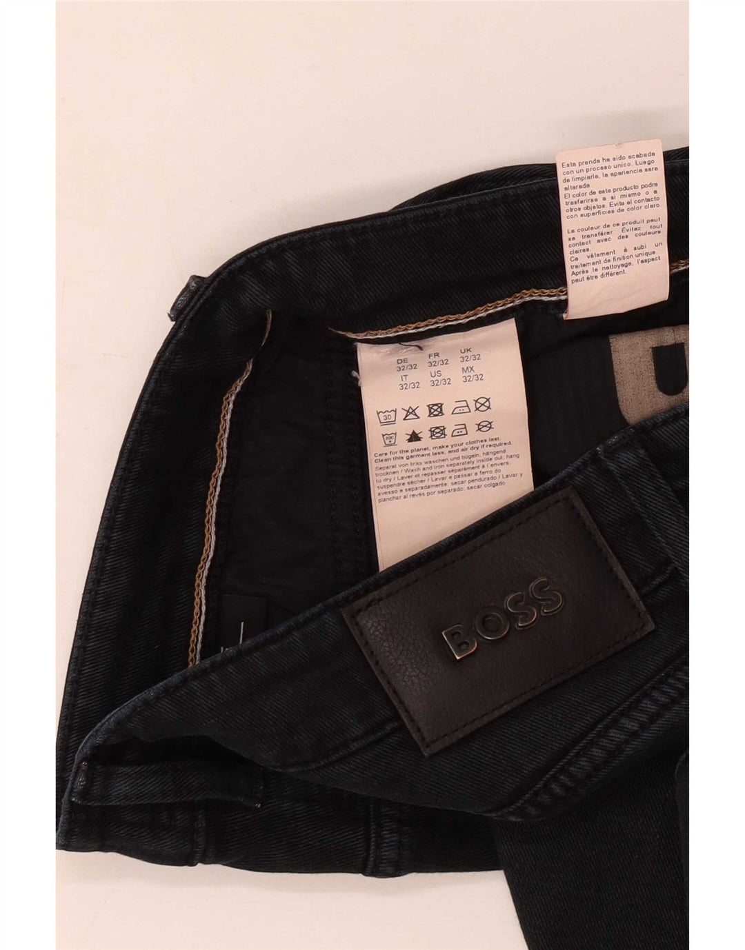 Hugo Boss Mens Straight Jeans W32 L32 Navy Blue Cotton