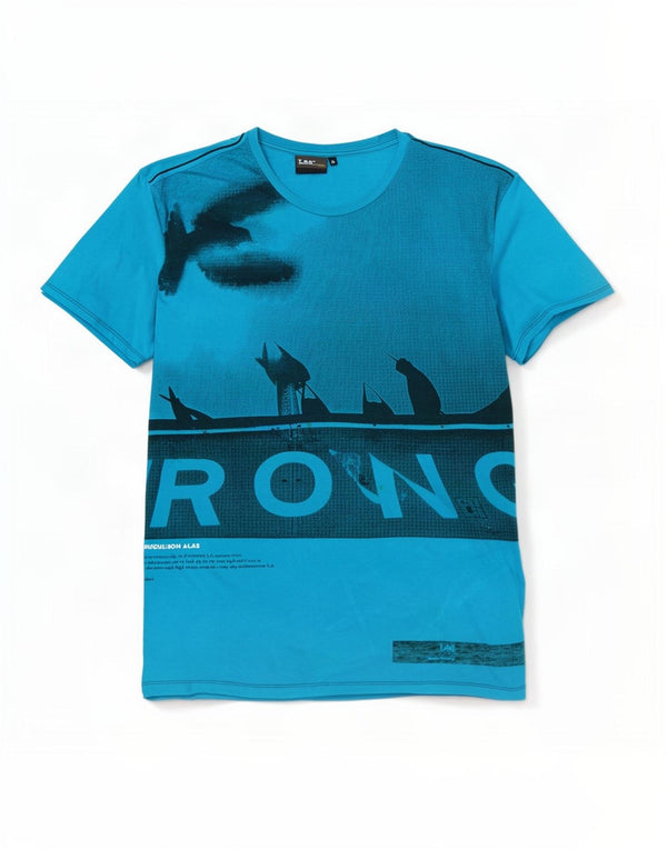 Lee Mens Graphic T-Shirt Top XL Blue Cotton