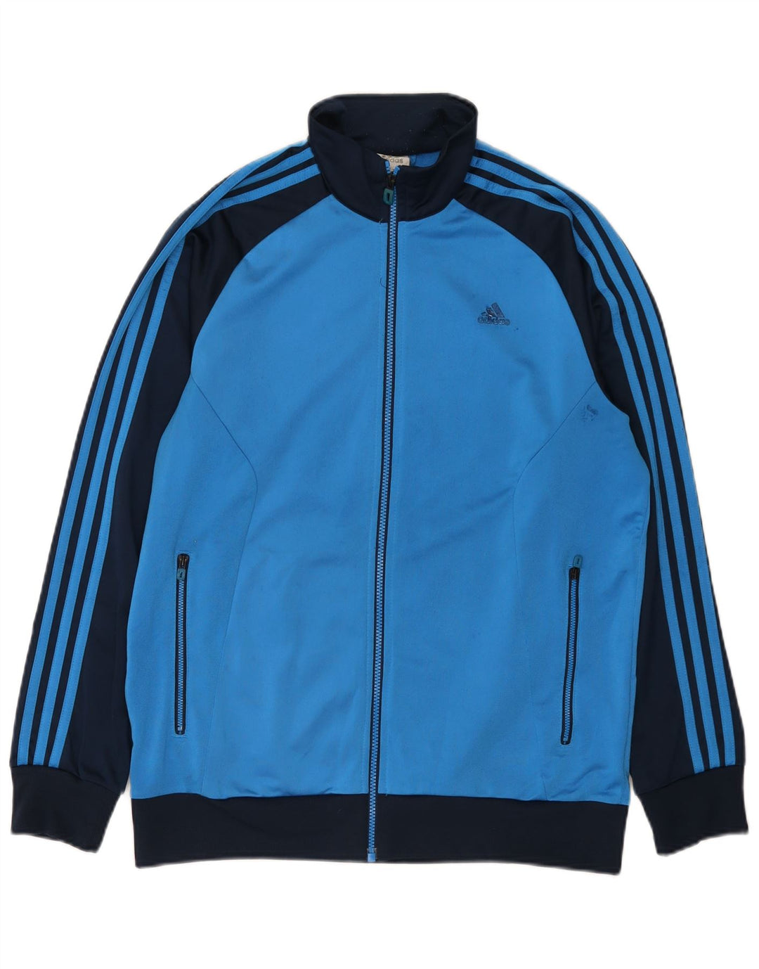 Adidas Mens Tracksuit Top Jacket UK 42/44 Large Blue Colourblock Polyester