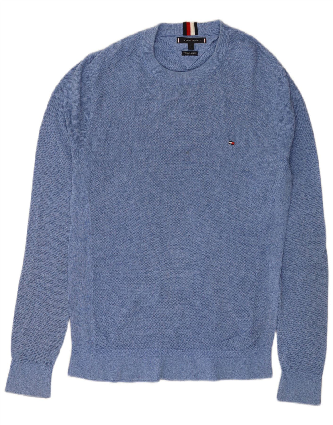 TOMMY HILFIGER Mens Crew Neck Jumper Sweater Large Blue Cotton