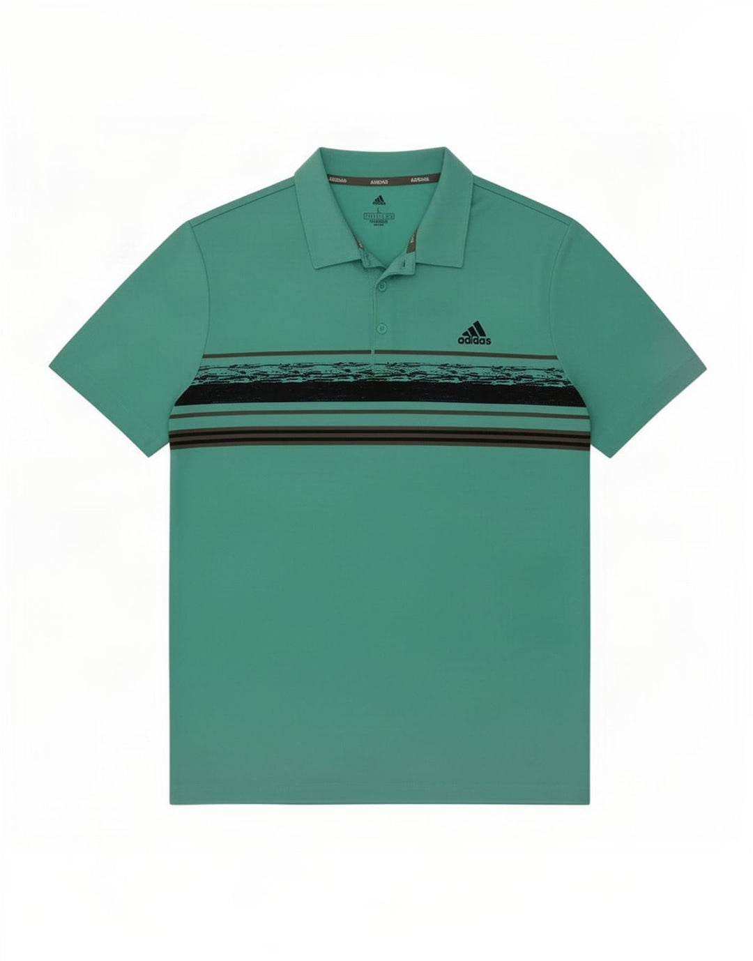 Adidas Mens Polo Shirt Large Turquoise Striped Polyester