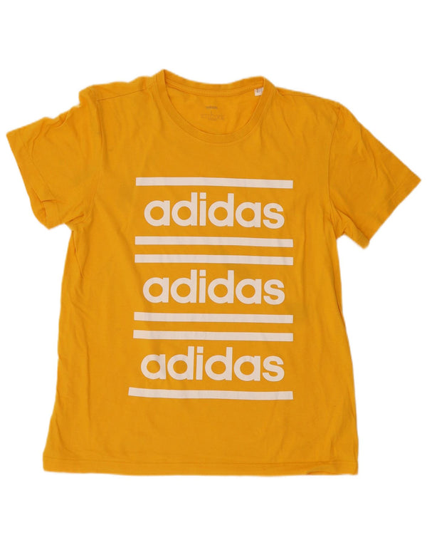 Adidas Mens Graphic T-Shirt Top Large Yellow Cotton