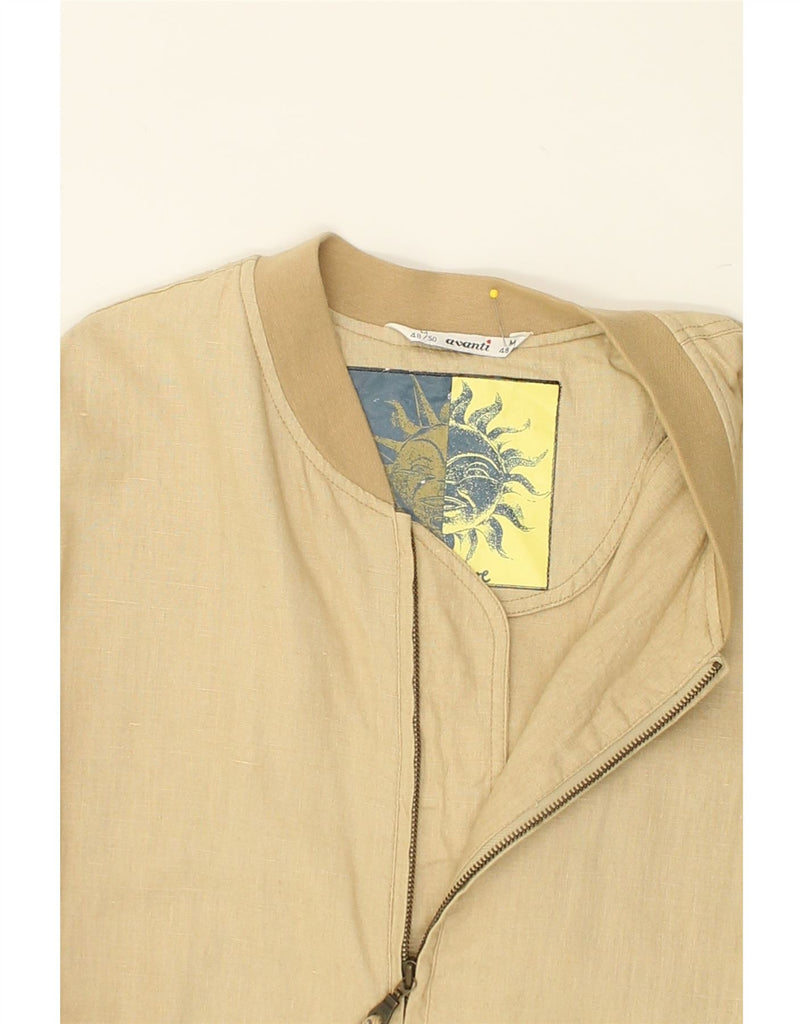 AVANTI Mens Bomber Jacket IT 48 Medium Beige Linen | Vintage Avanti | Thrift | Second-Hand Avanti | Used Clothing | Messina Hembry 