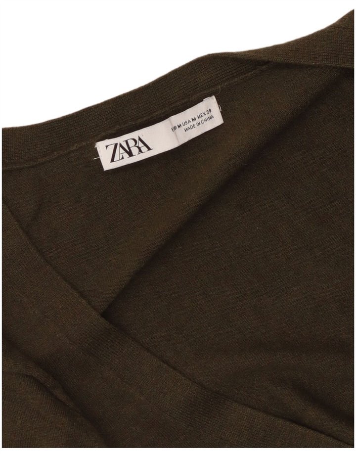 Zara Womens Cardigan Sweater UK 12 Medium Khaki