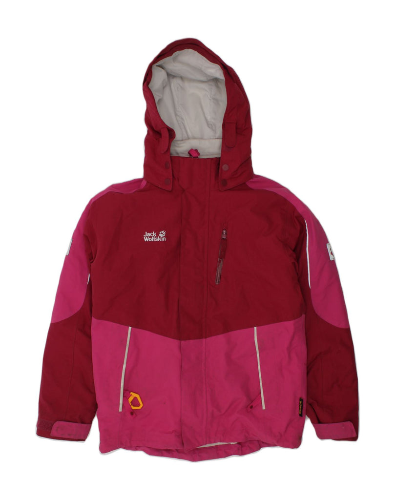 JACK WOLFSKIN Girls Hooded Windbreaker Jacket 7-8 Years Pink Colourblock | Vintage Jack Wolfskin | Thrift | Second-Hand Jack Wolfskin | Used Clothing | Messina Hembry 