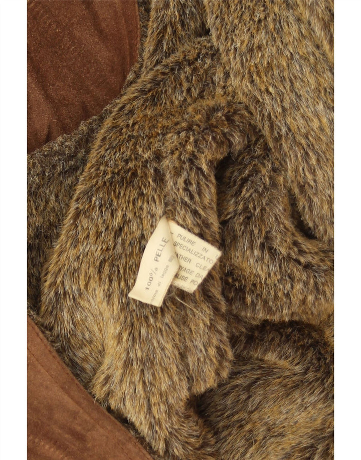 Vintage Mens Suede Shearling Jacket UK 38 Medium Brown Leather