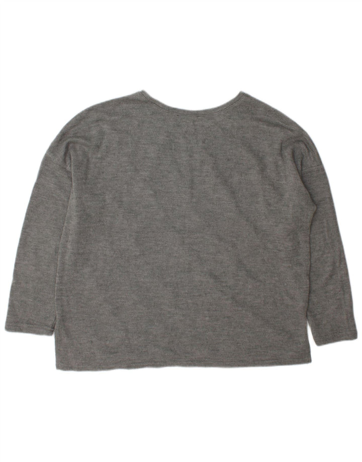 Zara Womens Oversized Crew Neck Jumper Sweater UK 14 Medium Grey