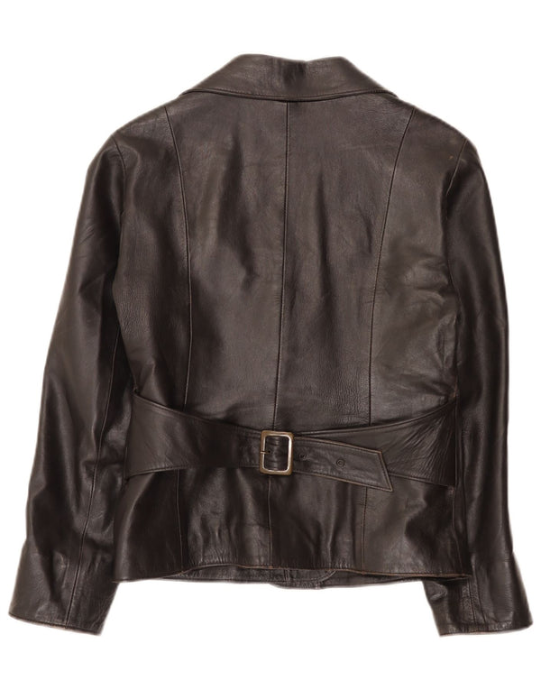 Vintage Womens 1 Button Leather Blazer Jacket IT 46 Large Black