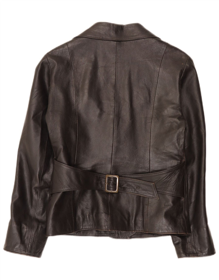 Vintage Womens 1 Button Leather Blazer Jacket IT 46 Large Black