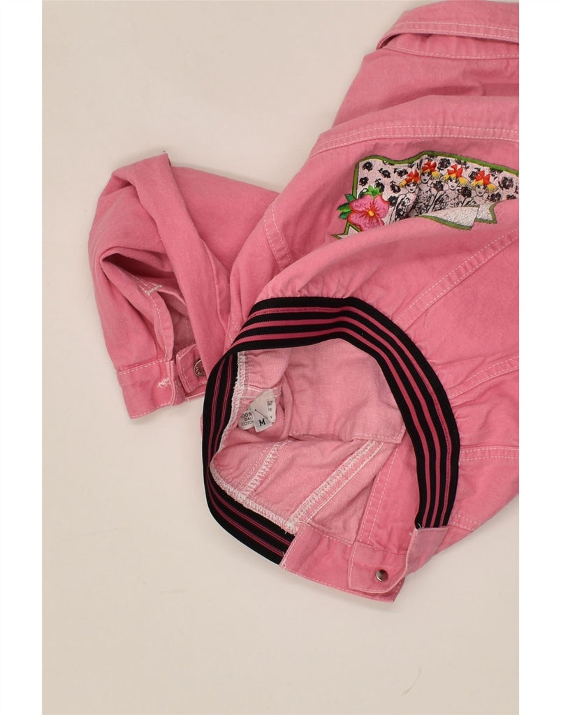 VINTAGE Girls Crop Denim Jacket 10-11 Years Medium Pink Cotton | Vintage Vintage | Thrift | Second-Hand Vintage | Used Clothing | Messina Hembry 