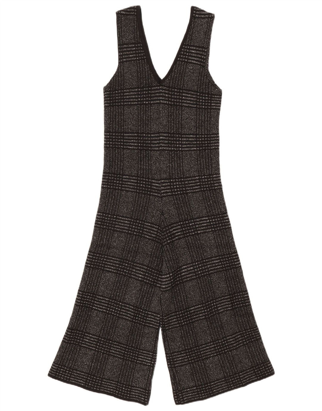 ZARA Womens Knit Jumpsuit UK 10 Small Black Chevron