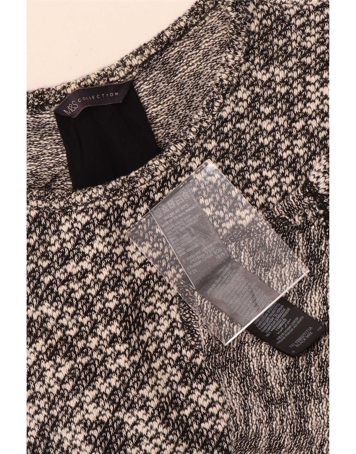Marks & Spencer Womens 3/4 Sleeve Blouse Top UK 8 Small Black Flecked