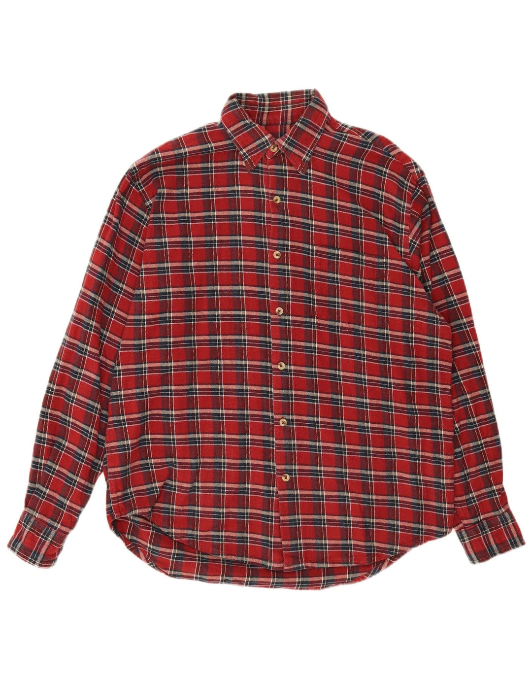 Green Leaves Womens Flannel Shirt Large Red Check Cotton