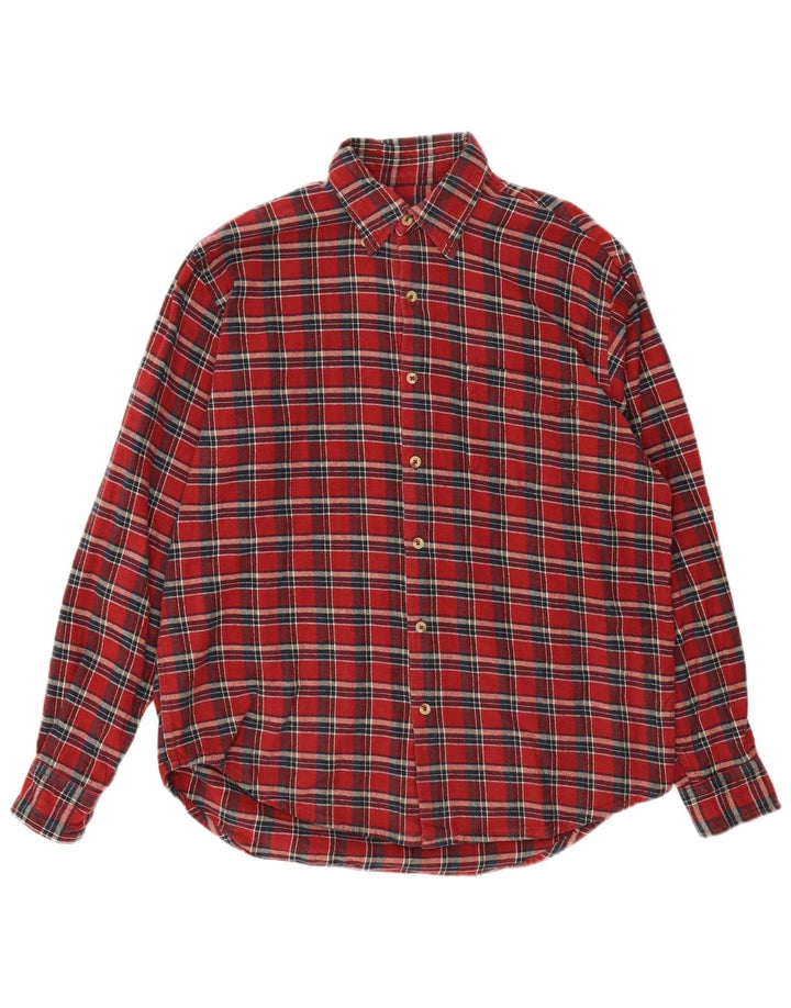 Green Leaves Womens Flannel Shirt Large Red Check Cotton