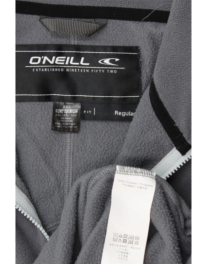 O'NEILL Mens Regular Fit Zip Neck Fleece Jumper 2XL Grey Polyester