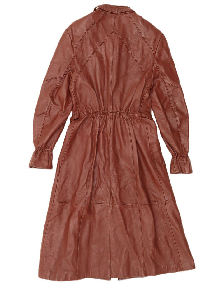 Vintage Womens Leather Coat IT 44 Medium Brown Leather
