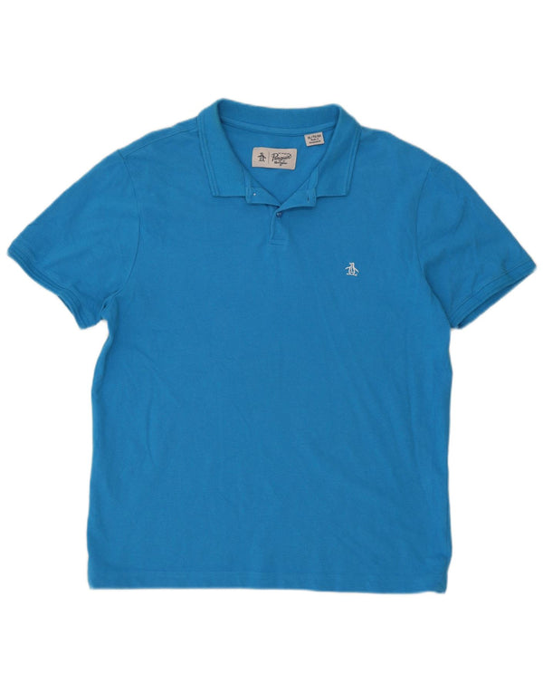 Penguin Mens Polo Shirt XL Blue Cotton
