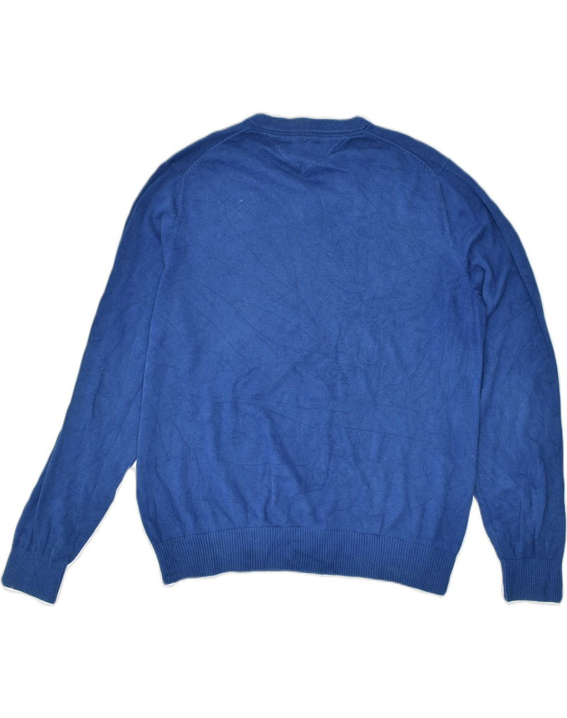 TOMMY HILFIGER Mens V-Neck Jumper Sweater Medium Blue Cotton | Vintage | Thrift | Second-Hand | Used Clothing | Messina Hembry 