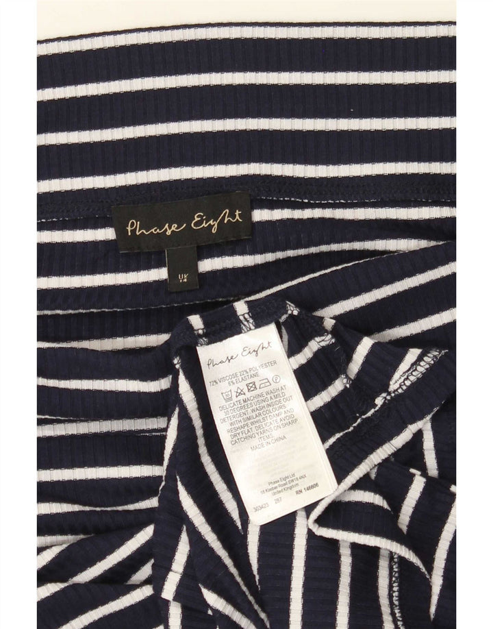 Phase Eight Womens Crop Off Shoulder Top UK 14 Medium Navy Blue Striped