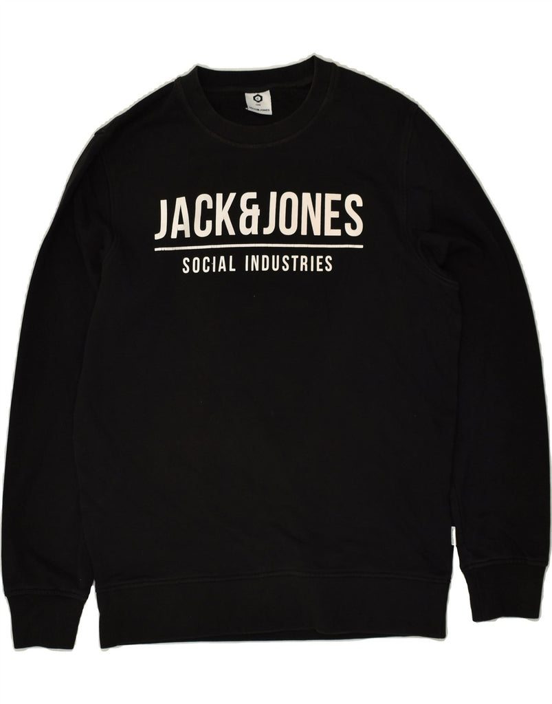 JACK & JONES Mens Graphic Sweatshirt Jumper Medium Black Cotton | Vintage Jack & Jones | Thrift | Second-Hand Jack & Jones | Used Clothing | Messina Hembry 