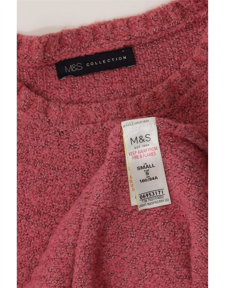 Marks & Spencer Womens Oversized Boat Neck Jumper Sweater UK 10 Small Pink