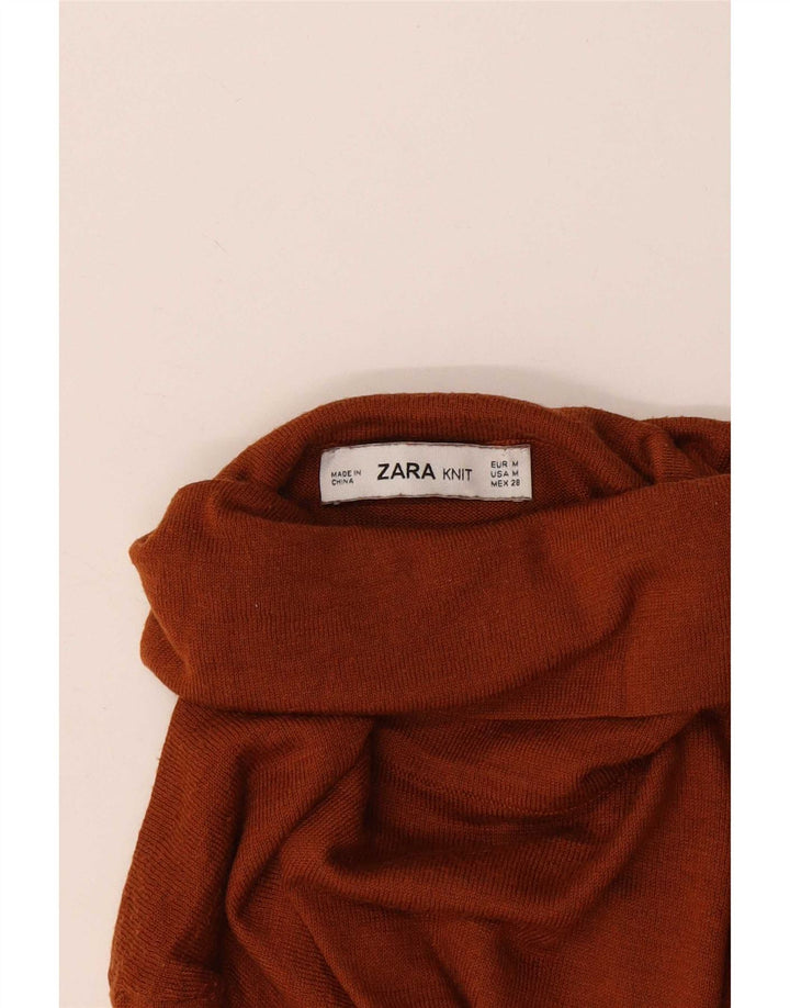 Zara Womens Roll Neck Jumper Sweater UK 12 Medium Brown
