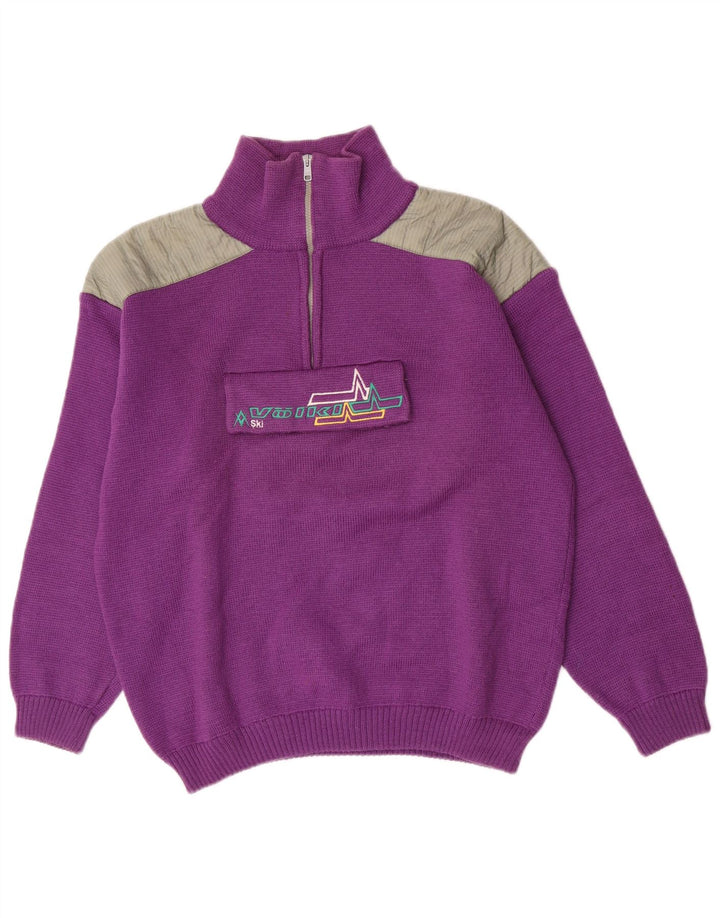Volkl Mens Ski Zip Neck Jumper Sweater IT 50 Medium Purple Colourblock