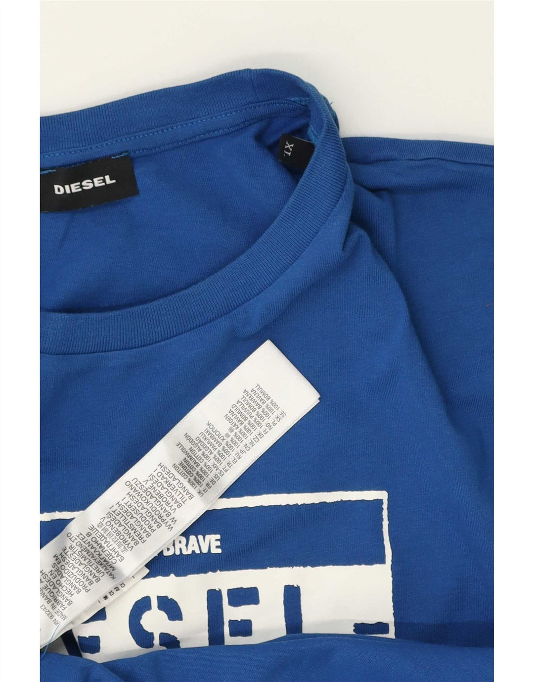 Diesel Mens Graphic T-Shirt Top XL Blue Cotton