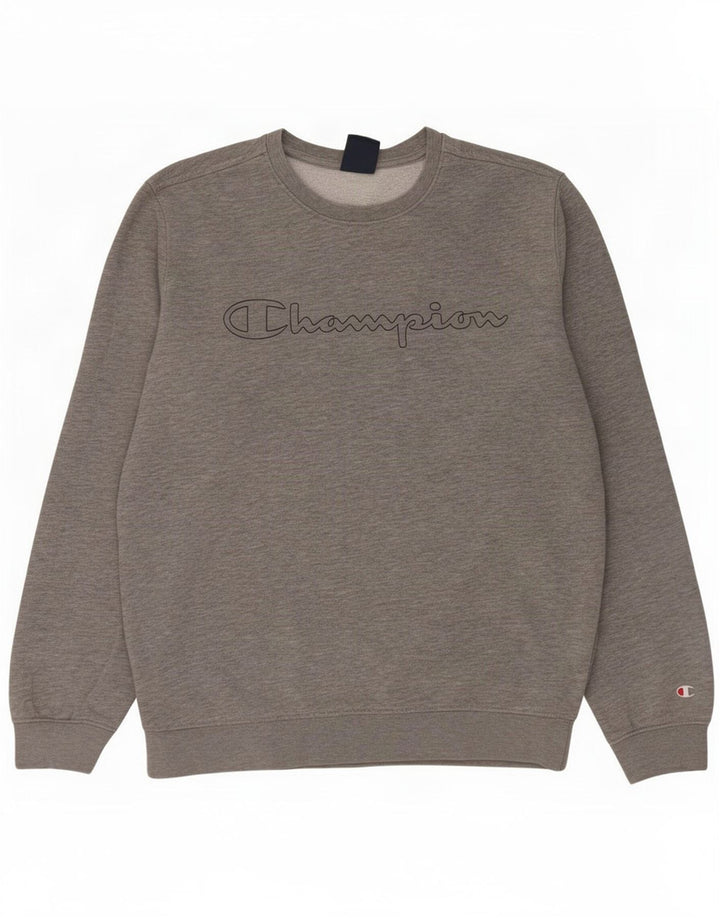 Champion Mens Graphic Sweatshirt Jumper Medium Grey Flecked Cotton