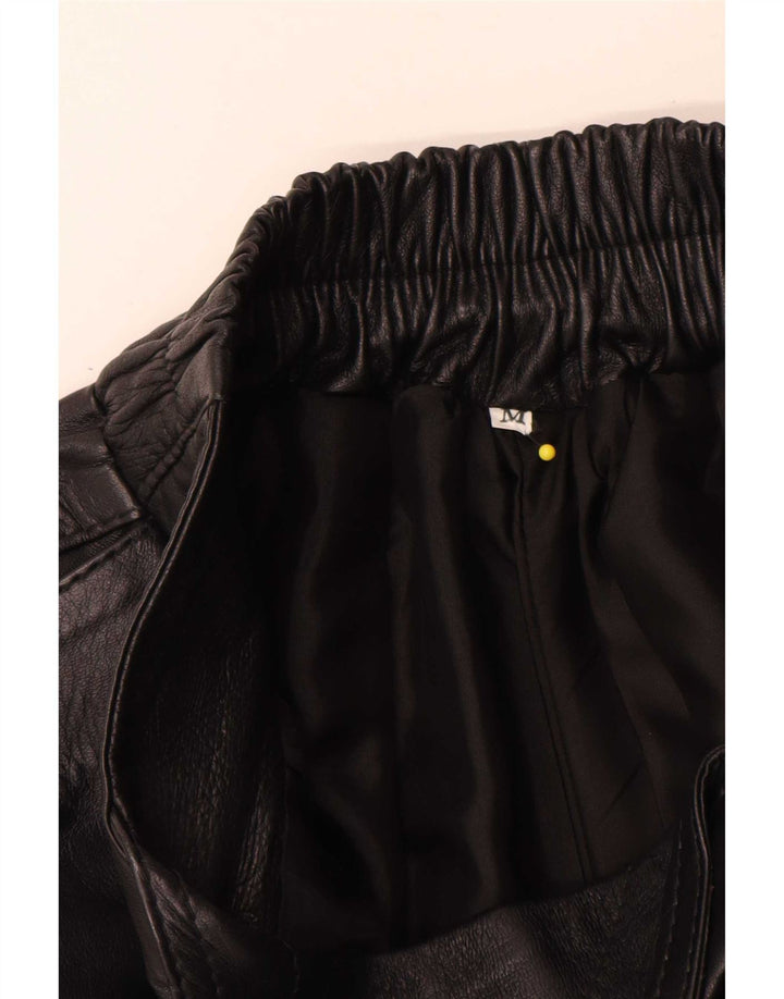 Vintage Womens Leather Flared Skirt Medium W28  Black