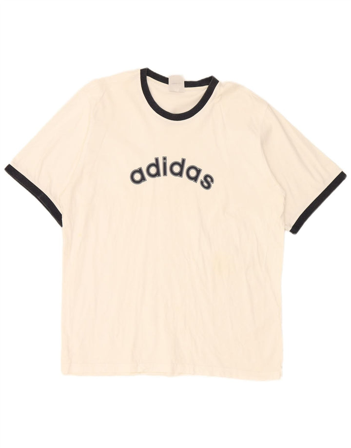 Adidas Mens Graphic T-Shirt Top 2XL White Colourblock