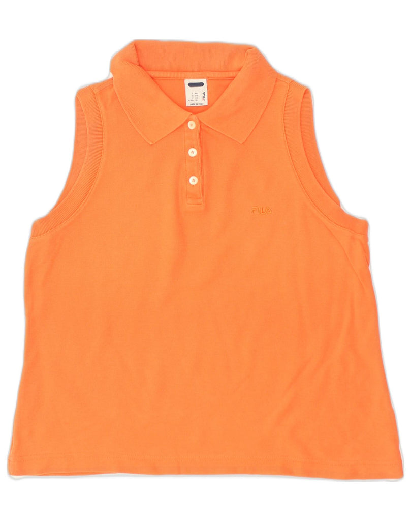 FILA Womens Sleeveless Polo Shirt US 10 Large Orange Cotton | Vintage Fila | Thrift | Second-Hand Fila | Used Clothing | Messina Hembry 