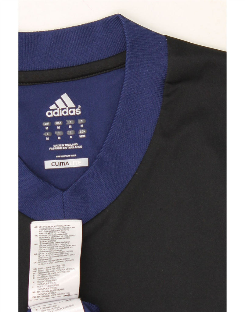 ADIDAS Mens Climalite Graphic T-Shirt Top Medium Navy Blue Colourblock Vintage Adidas and Second-Hand Adidas from Messina Hembry 