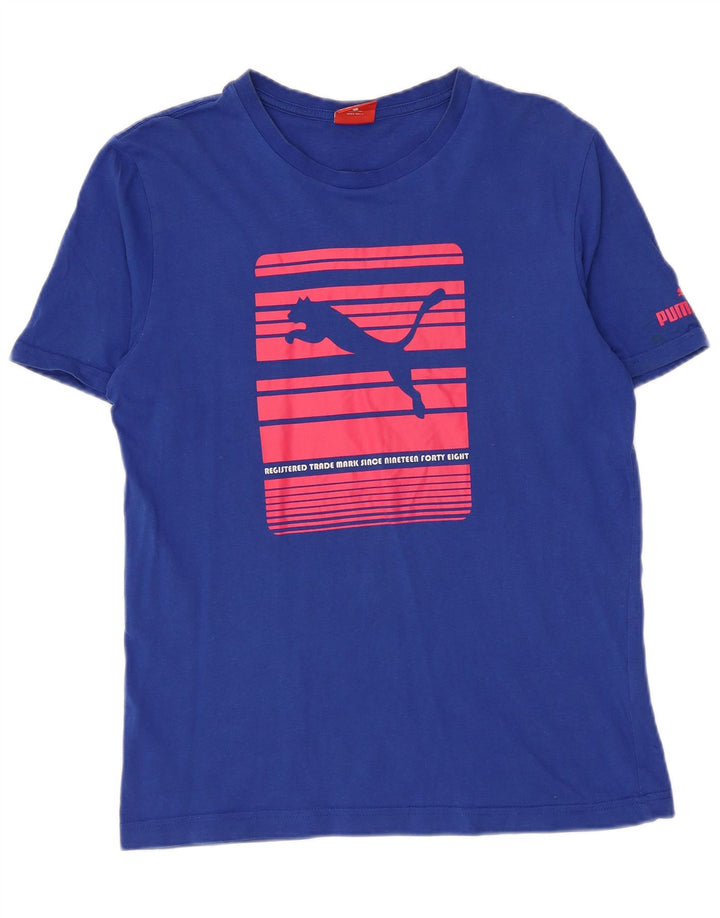 Puma Mens Graphic T-Shirt Top Small Blue Cotton