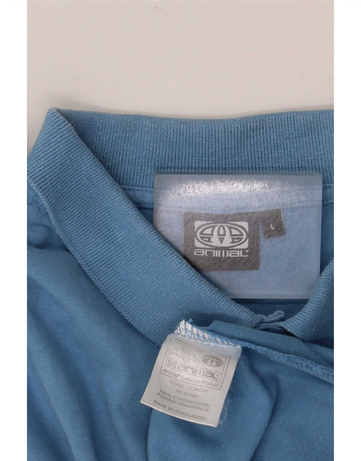 Animal Mens Polo Shirt Large Blue Cotton