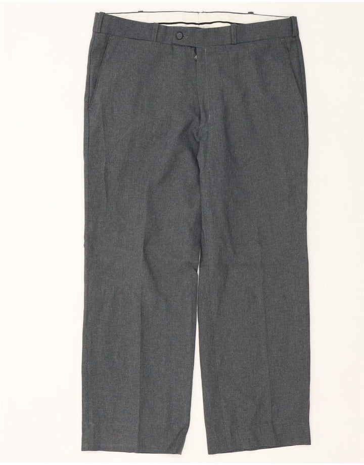 Farah Mens Wide Leg Suit Trousers W32 L26 Grey Polyester