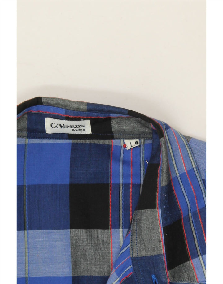 VINTAGE Mens Shirt Large Blue Check Cotton Vintage Vintage and Second-Hand Vintage from Messina Hembry 