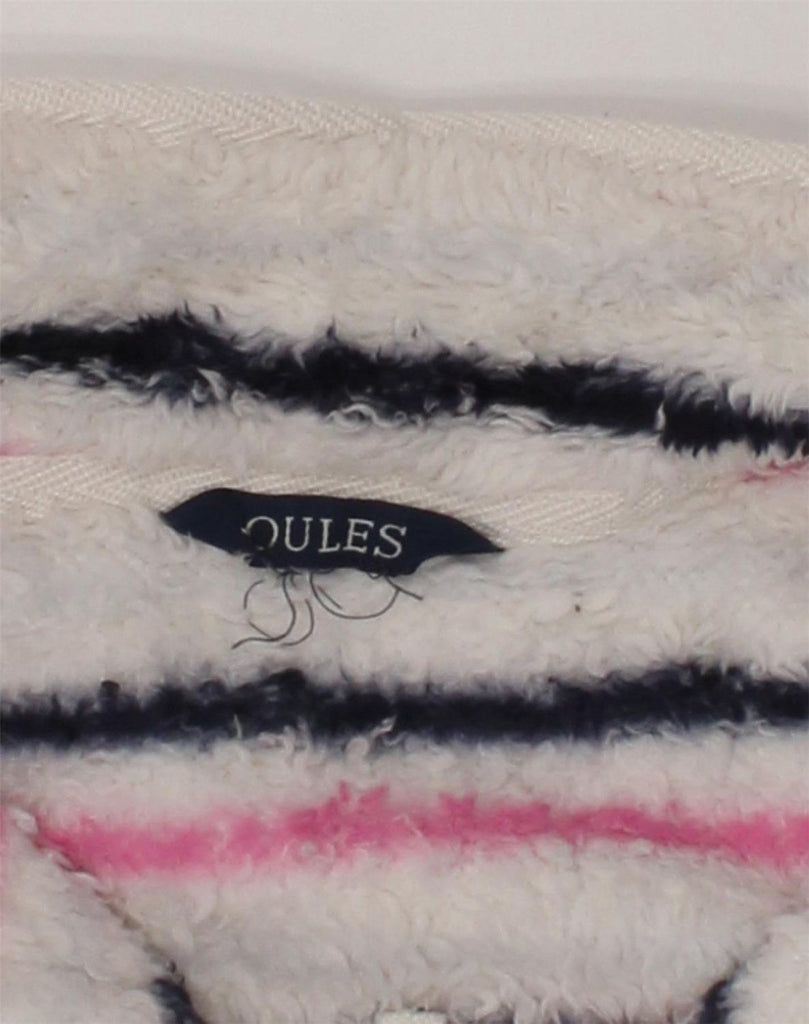 JOULES Girls Zip Neck Fleece Jumper 6-7 Years Pink Striped Polyester | Vintage Joules | Thrift | Second-Hand Joules | Used Clothing | Messina Hembry 