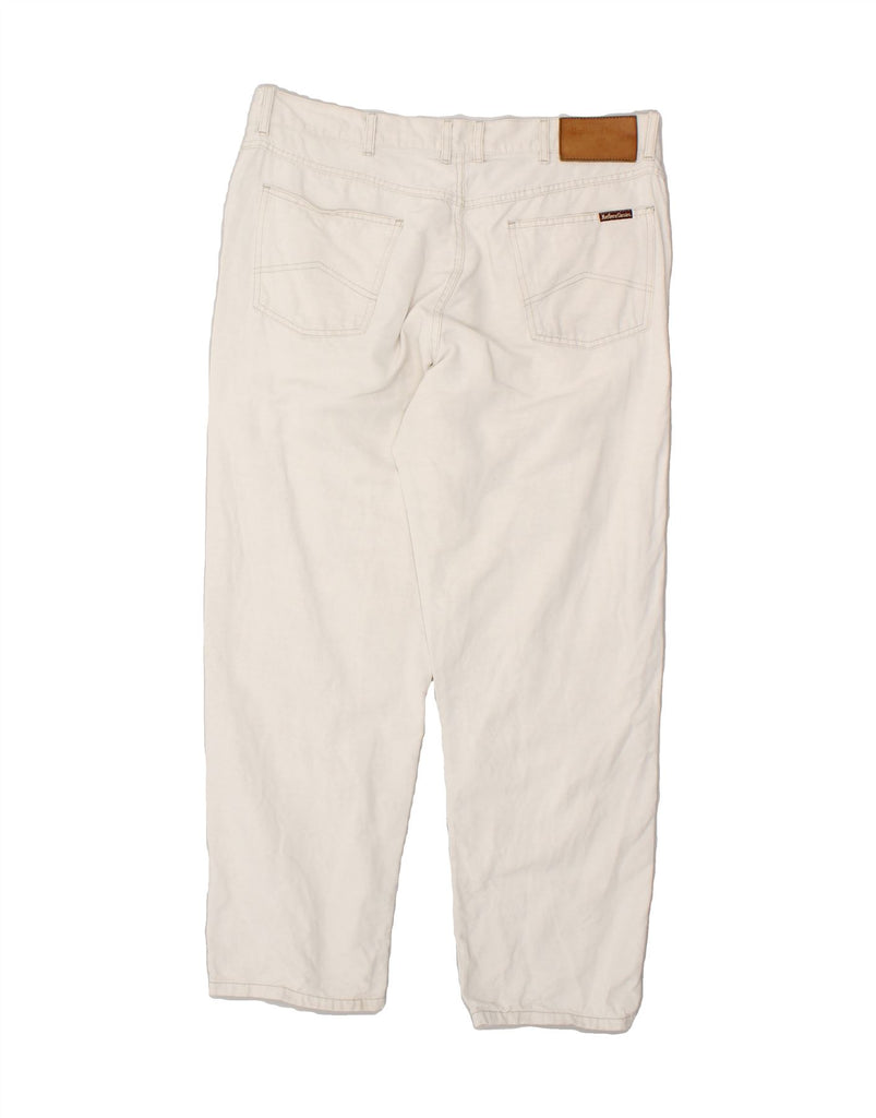 MARLBORO CLASSICS Mens Straight Casual Trousers W40  L36  Off White Linen | Vintage Marlboro Classics | Thrift | Second-Hand Marlboro Classics | Used Clothing | Messina Hembry 