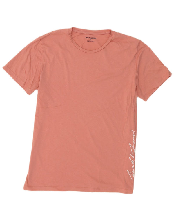 Jack & Jones Mens Graphic T-Shirt Top XL Pink Cotton