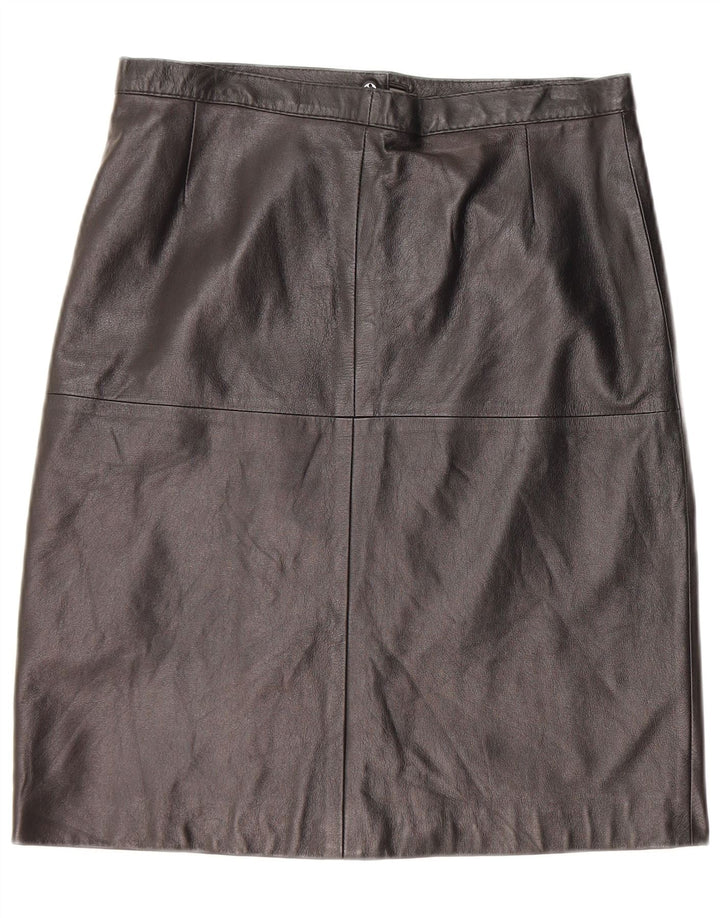 Vintage Womens Leather Skirt W30 Medium Black Leather