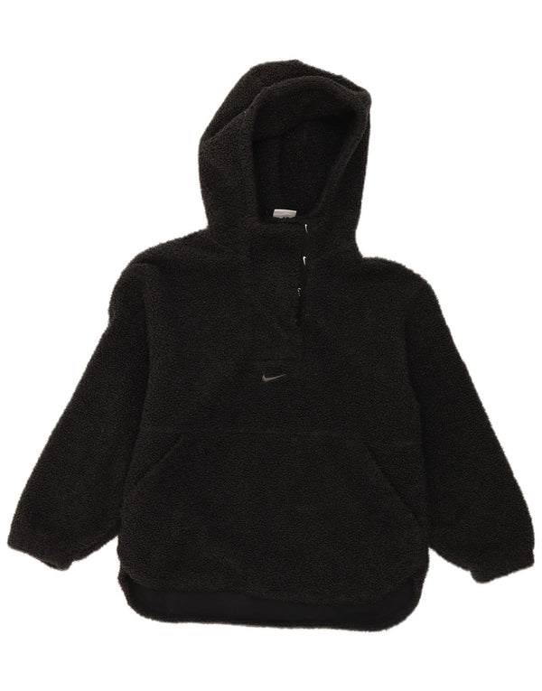 Nike Womens Therma-Fit Fleece Hoodie Jumper UK 14 Medium Black Polyester