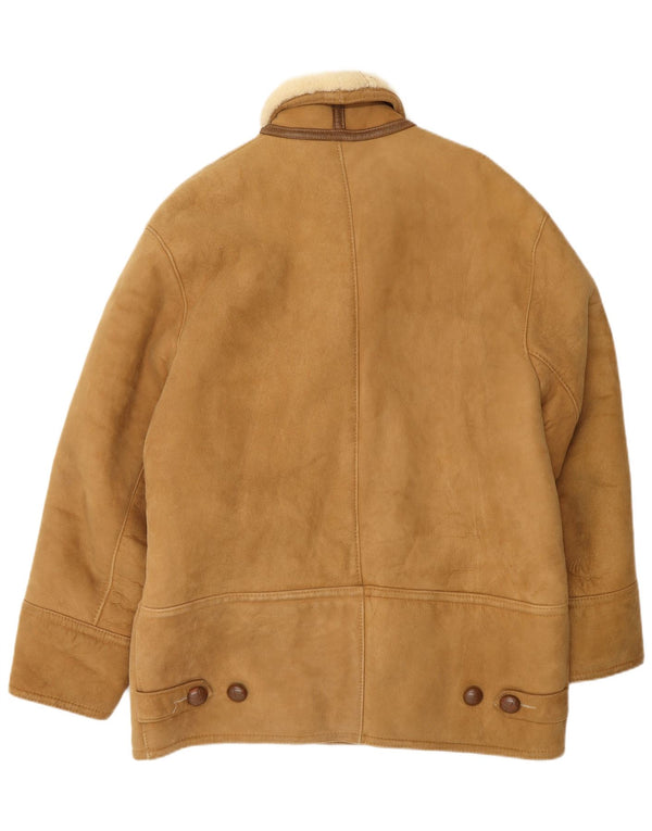 Morlands Mens Double Breasted Shearling Jacket UK 36 Small Brown