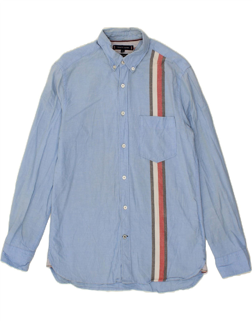 TOMMY HILFIGER Mens Regular Fit Shirt Medium Blue Striped Cotton | Vintage Tommy Hilfiger | Thrift | Second-Hand Tommy Hilfiger | Used Clothing | Messina Hembry 