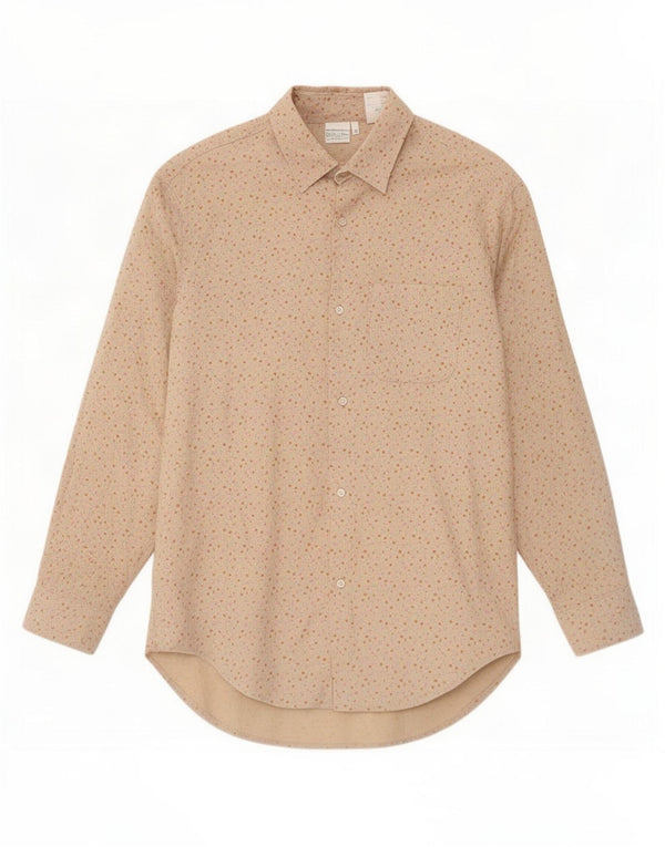 Benetton Mens Shirt Small Beige Floral Rayon